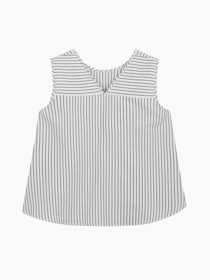 Blue striped sleeveless blouse - null - White | Sisley K image number 2